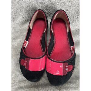 Vtg Y2K PUMA Women’s 8 Ballet Flats Black/Pink EU 38 Suede Shoes 2000s Hot Pink